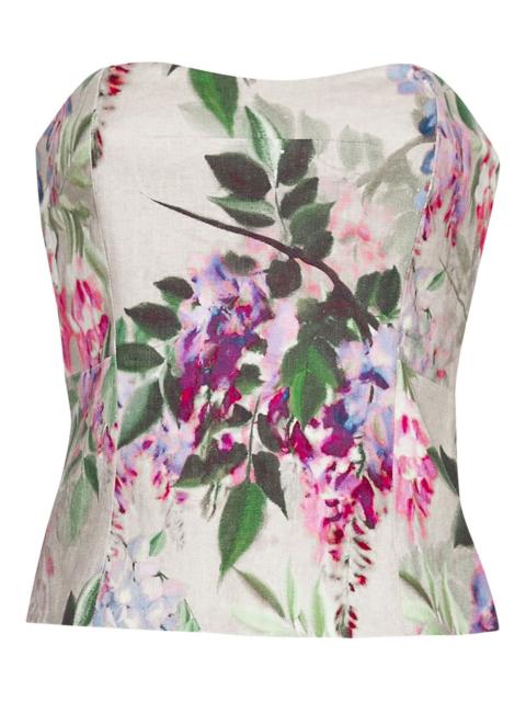Agnes floral-print strapless top