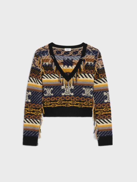v-neck sweater IN jacquard cashmere