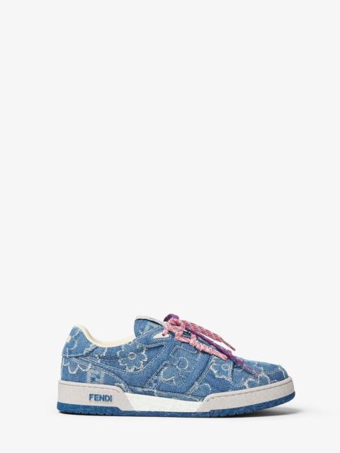Fendi Match Blue denim-effect FF jacquard low-tops