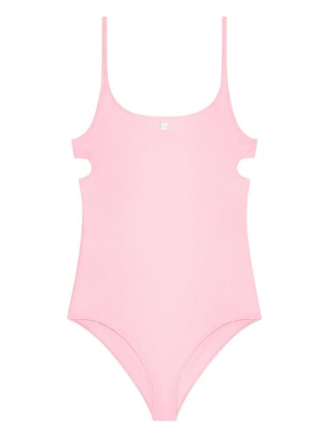 logo-embroidered cut-out swimsuit