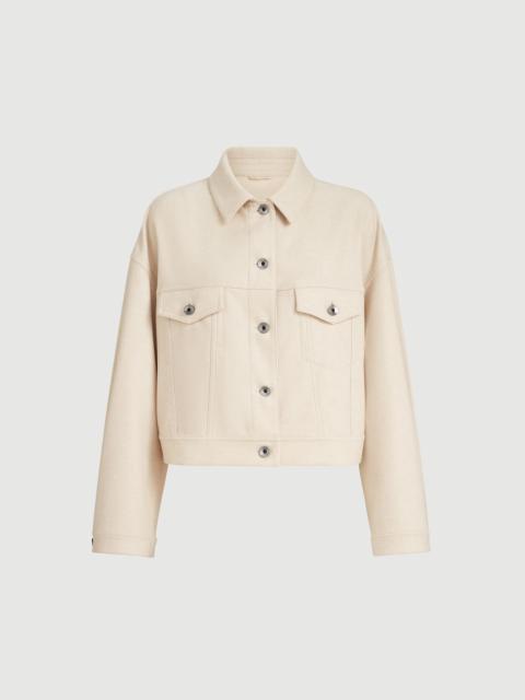 Lightweight wool cloth outerwear jacket with monili