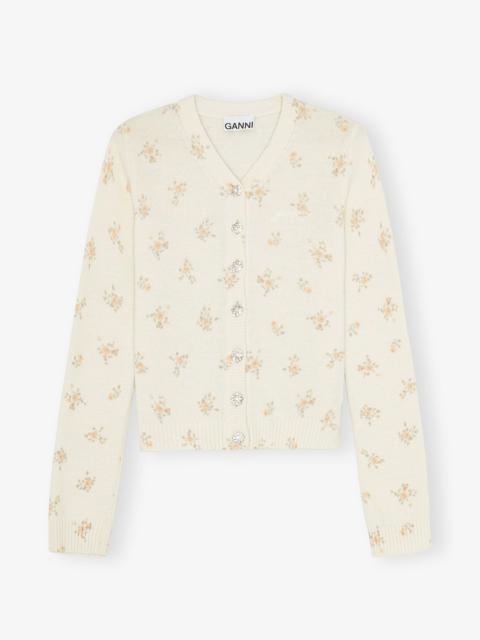 OFF-WHITE PRINTED WOOL MIX CARDIGAN