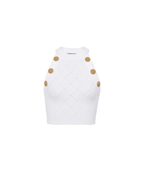 6-button knit tank top