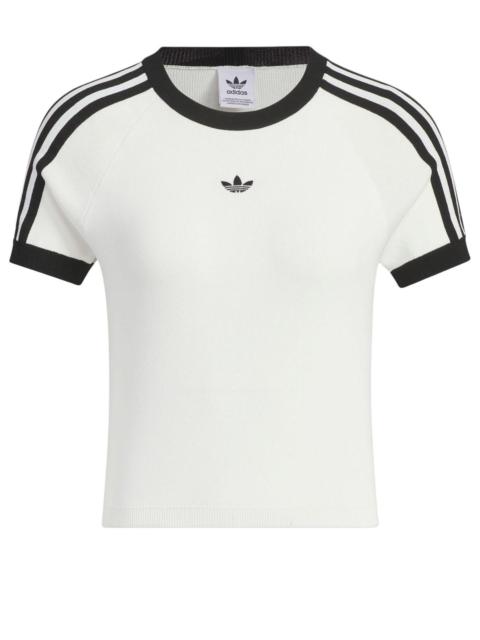 (WMNS) adidas Originals 3-Stripes Graphic Knit T-shirt Asia Sizing 'White Black' JI7049