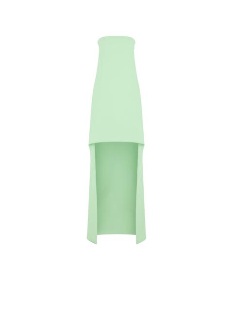 DOUBLE GEORGETTE STRETCH SILK ASYMMETRIC STRAPLESS COCKTAIL DRESS