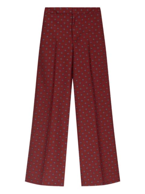 jacquard-pattern flared trousers