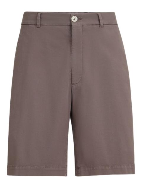 garment-dyed button-fastening cotton shorts