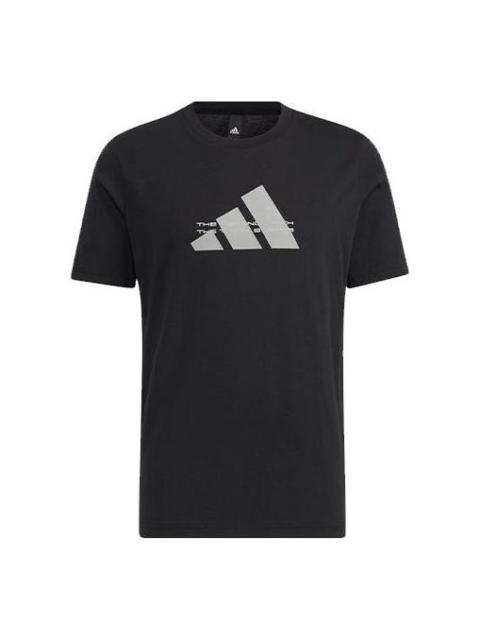 adidas Alphabet Logo Printing Sports Short Sleeve Black HE9937
