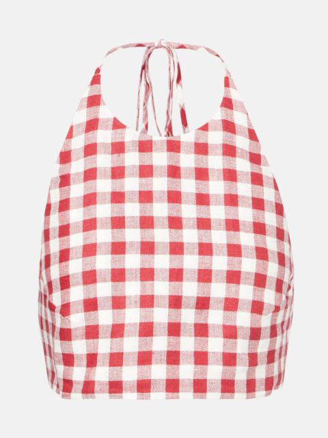 Marseille gingham linen crop top