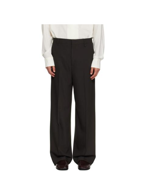 Brown Loose-Fit Tailored Trousers