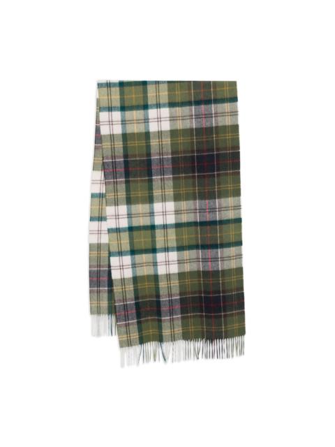 tartan-check fringed scarf