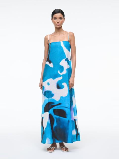 STAUD LAURA LINEN DRESS BLUE HAZE