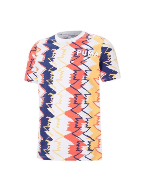 PUMA PUMA Multi Cotton Self Pattern Regular Fit T-Shirt 'White Red Blue ...