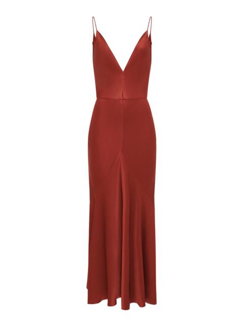 Brigita Dress in Burnt Sienna Double Satin