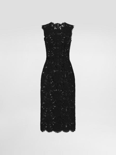 Branded stretch lace calf-length dress