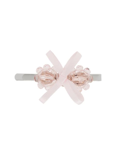 Pink Petite Bow Mini Flower Hair Clip