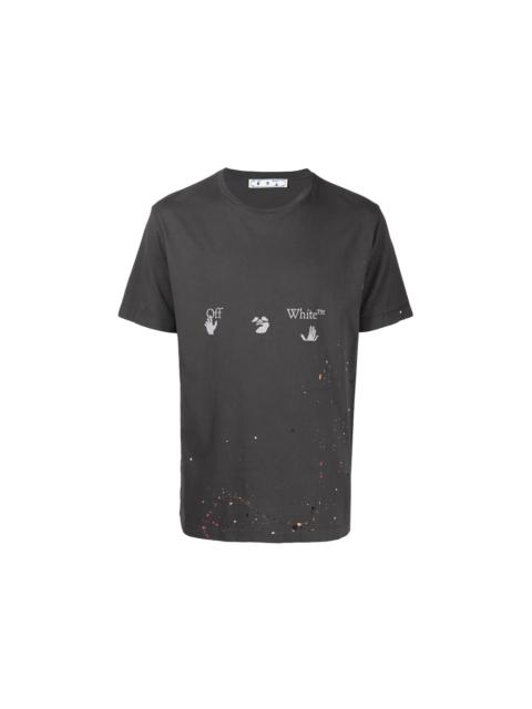OFF-WHITE Paint Splatter Print T-Shirt Khaki Brown