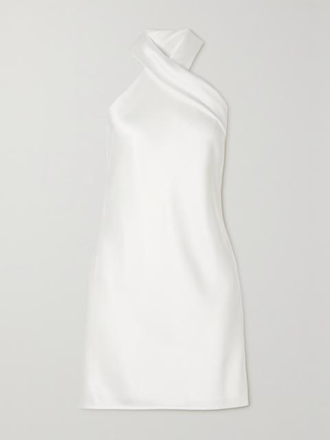 Pandora Tie-detailed Satin Halterneck Mini Dress