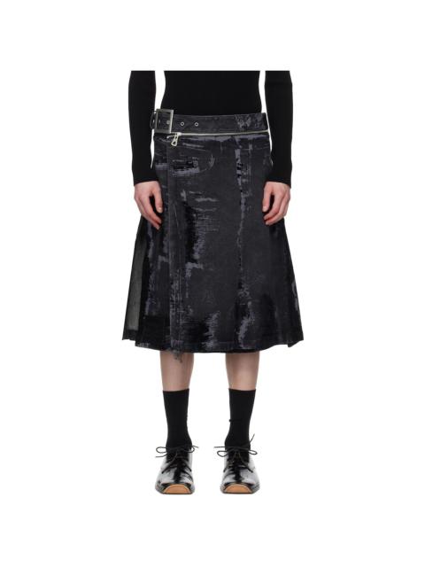 Black 'The Flocked' Denim Skirt