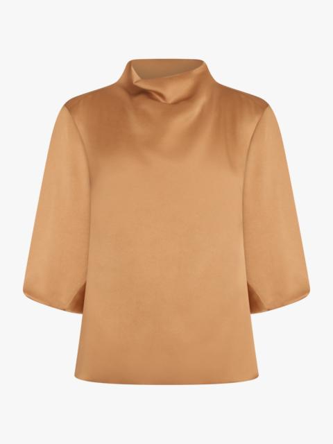 CLARI HIGH NECK S/S TOP | LIGHT RUST