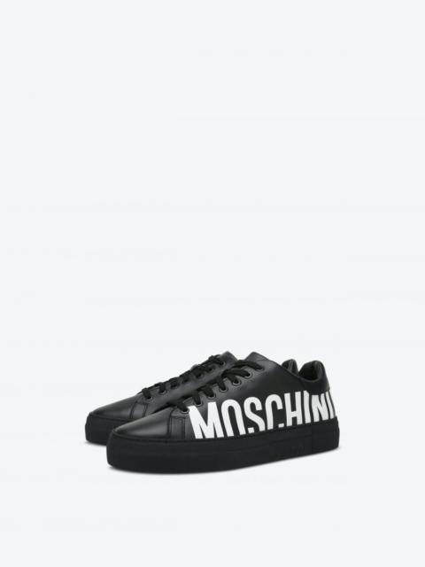 LEATHER SNEAKERS WITH LOGO PRINT