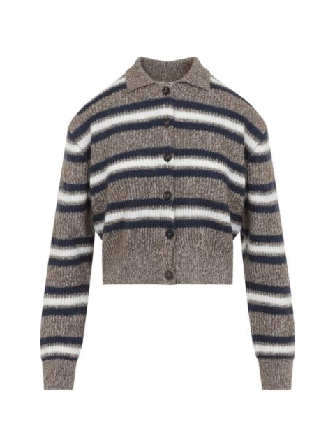 striped button-up cardigan