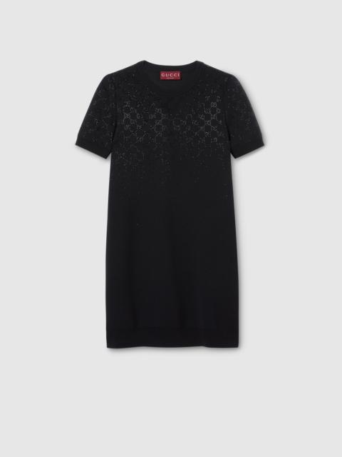 Fine wool dress with GG crystals