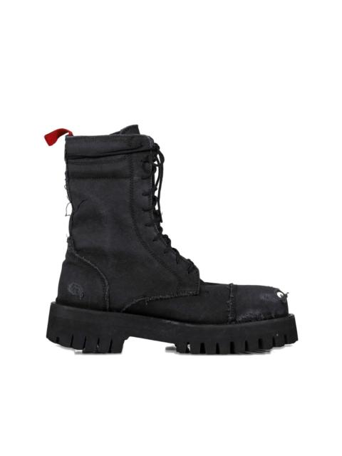 distressed-effect boots