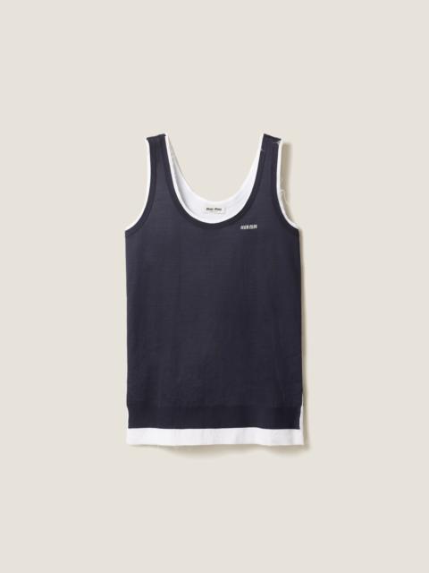 Knit and poplin mini-dress