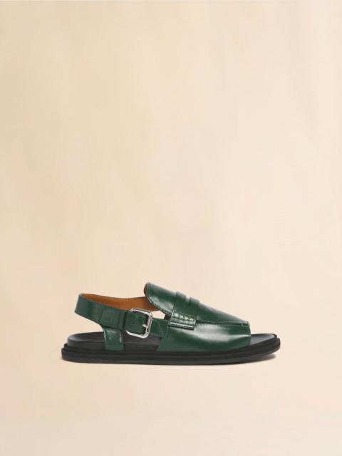 GREEN LEATHER LOAFER SANDAL