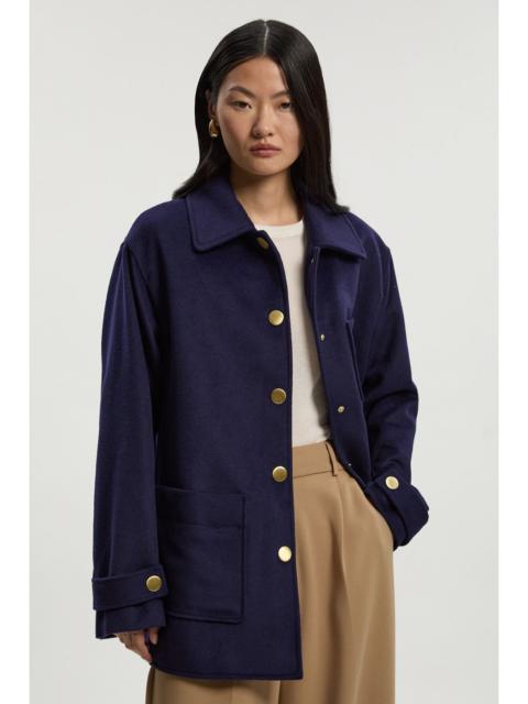 Petite Brushed Wool Patch Pocket Tailored Medium Coat