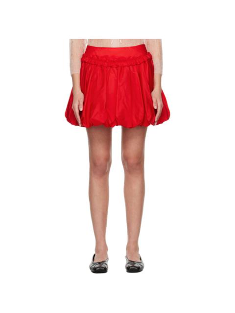 Red Gathered Bubble Miniskirt