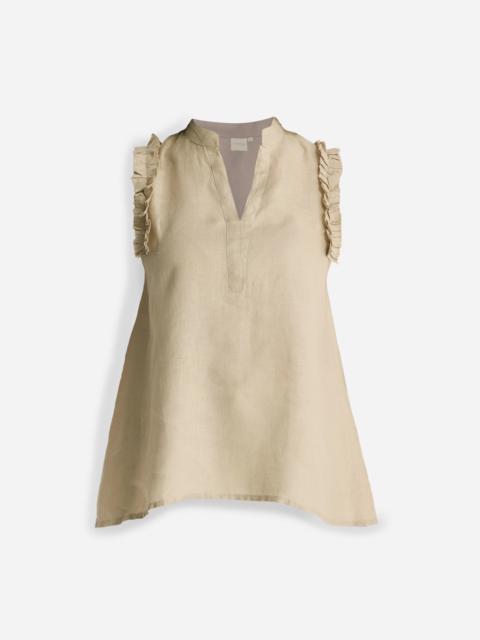 Reistor® Sleeveless 100% Hemp Top with Ruffles in Neutral Beige