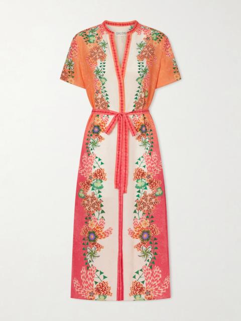 Vicki Belted Floral-print Silk Midi Dress