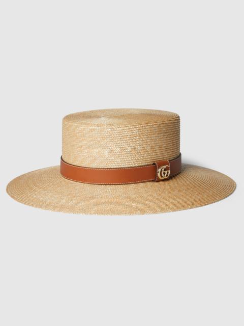 Woven straw boater hat
