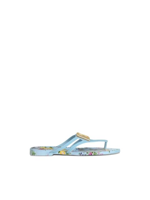 logo floral print flip-flops