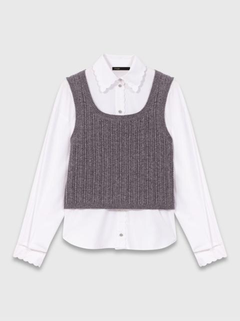 Knit top with removable shirt