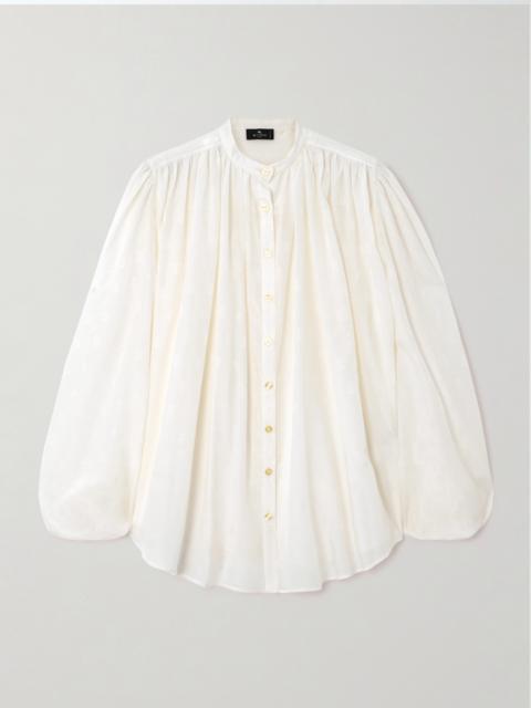 Pleated Paisley-print Cotton And Silk-blend Blouse