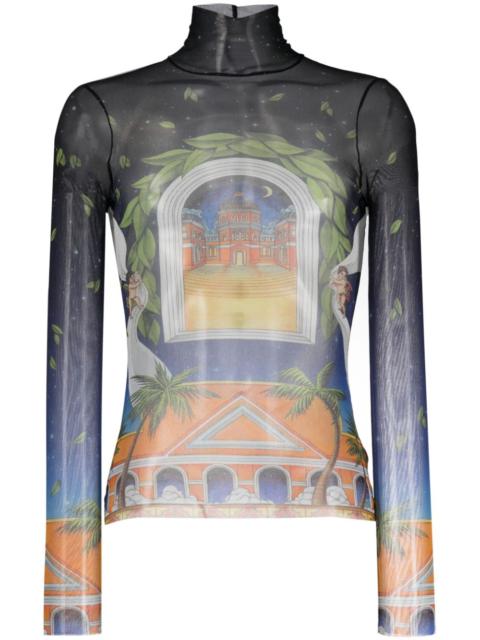 Maison D'Ete print mesh top