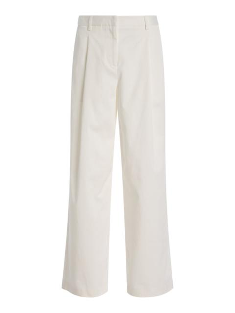 High-Rise Stretch-Cotton Pants white