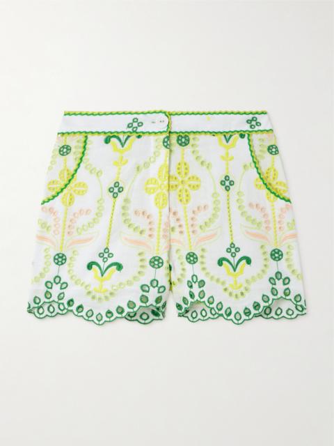 Mason Scalloped Broderie Anglaise Cotton-blend Shorts