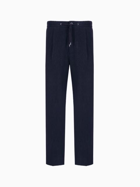SINGLE-DART, PURE LINEN CANVAS TROUSERS