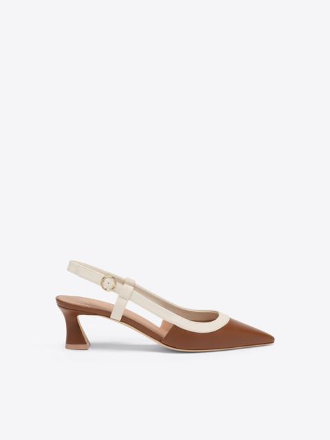 Tate 45 Brown Leather Heeled Slingbacks