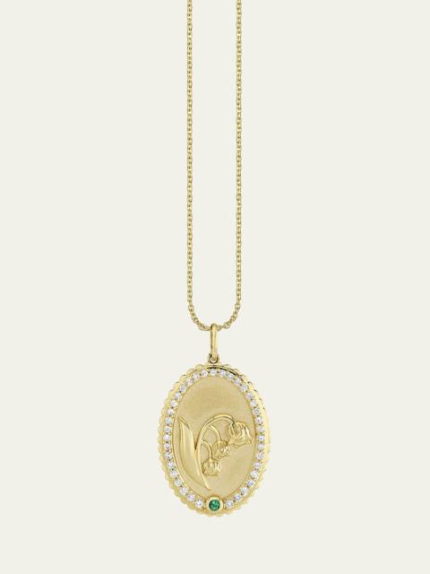 14K Gold Diamond Birth Flower Charm Necklace, May