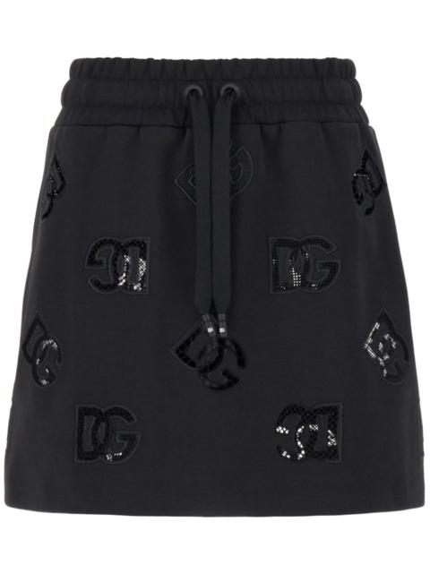 logo-patch jersey mini skirt