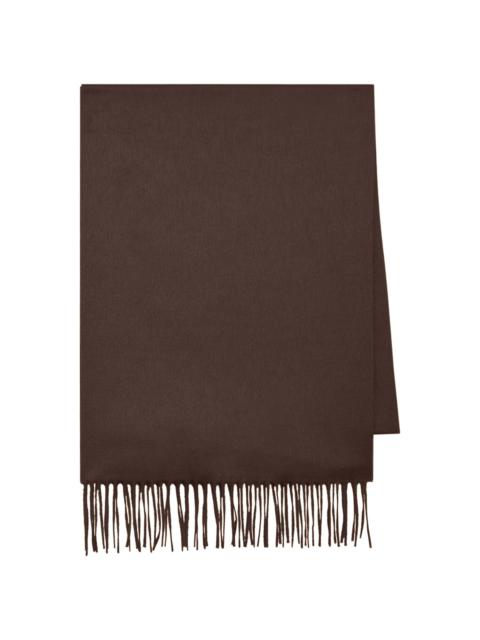 Blaine Fringe Scarf in Chocolate Brushed Silk Cashmere