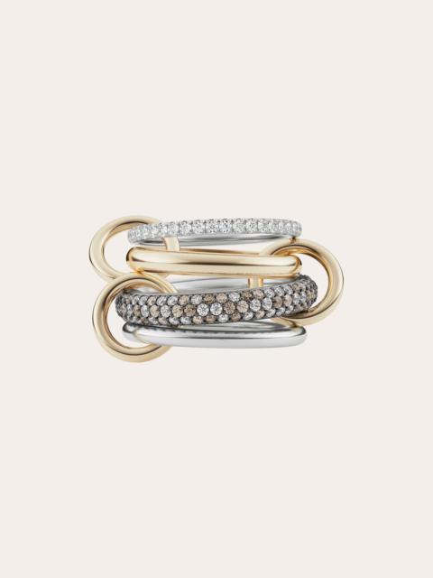 Vega 18K Gold Sterling Silver and Mixed-Diamond Linked Rings