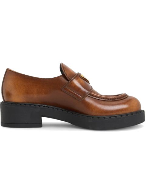 Prada Brushed Leather Loafers Brown (Women's)