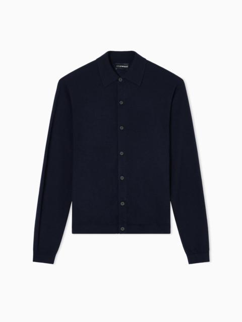 TRAVEL ESSENTIALS PLAIN-KNIT VIRGIN-WOOL CARDIGAN