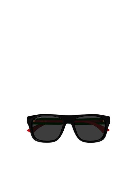 stripe-detail rectangle-frame sunglasses